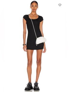 Year of Ours Marilyn Ribbed Mini Dress Black XS Bodycon Scoop Neck